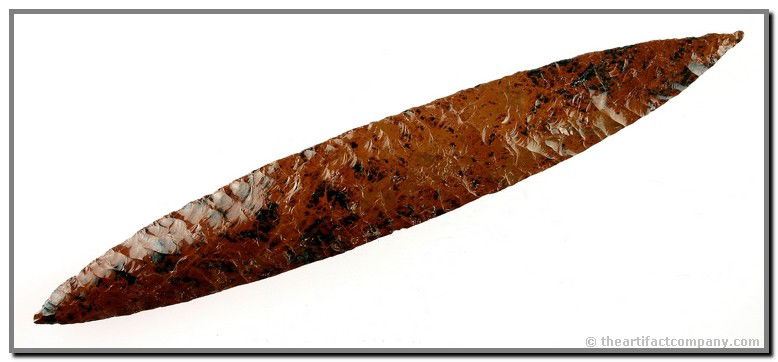10 9/16" Colima Blade: Fantastic Mahogany Obsidian example from West Mexico. Killer! Collected in the 1950's by early collector Paul Fischer as 'Yurok Knives'