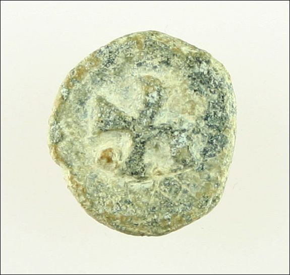 3/4" 2nd Century Byzantine Seal: A lead 2nd century Byzantine seal like this rarely survives. Great condition. Has a cross on one side and a trinity triangle on the other. Rare and very collectable artifact. Dates to the 2nd Century 