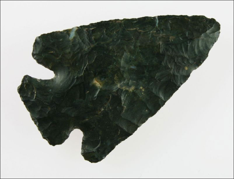 2 5/8" Thebes: Great symmetry. Extra pretty dark blue Coshocton with baby blue streaks. Found in Coshocton Co., Ohio. Ex- Lee Collection.