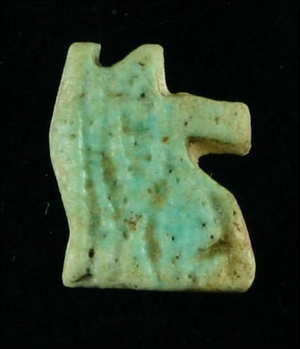 13mm 'Eye of Horus' Faience Amulet: Pretty turquoise blue faience in perfect condition. Drilled for suspension. Very stable and wearable. Egyptian. 26th Dynasty.