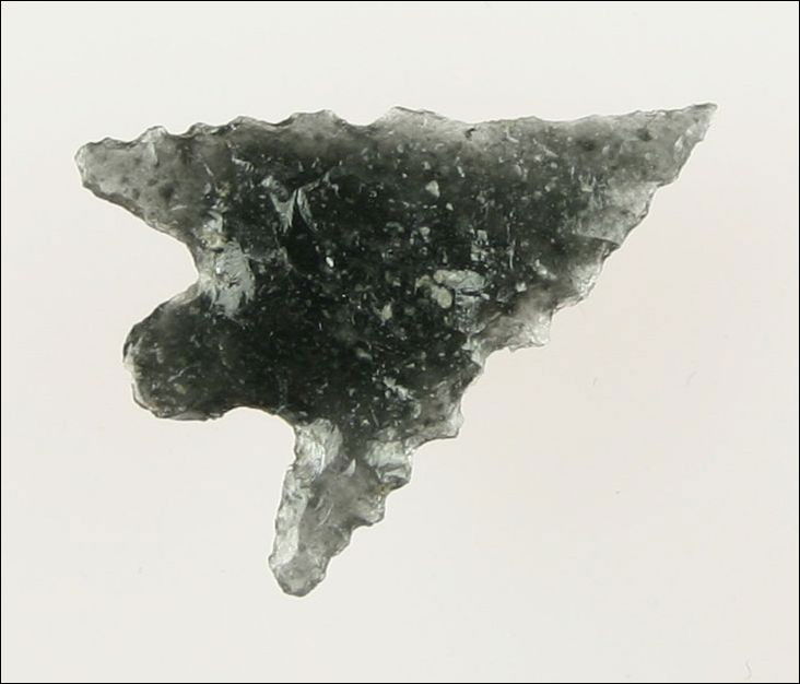 Superb 7/8" Serrated Calapooya: Perfect symmetry. Completely translucent Ice Obsidian. Found in Shasta Co., California. Ex- Bo Hulse Collection.