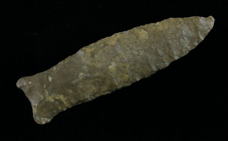 3 1/8" Beaver Lake - Jackson COA: Large and nice example made of pretty mottled Fort Payne Chert. Found in Logan Co., Kentucky. Jackson COA.