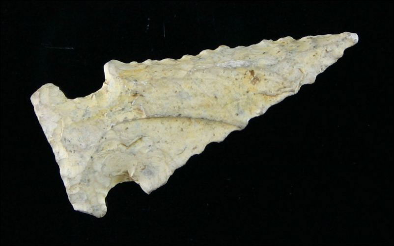 Superb 2" Bolen Bevel: Perfect form and symmetry. Heavily patinated Coastal Plains chert. Found in Alabama.