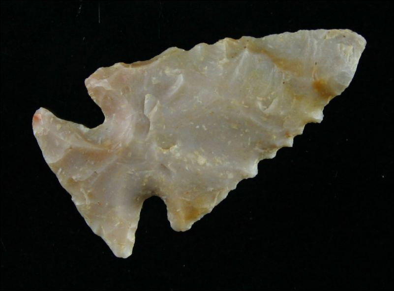 1 3/4" Palmer: Great form. Pretty multi-colored Flint Ridge. Found in Bath Co., Kentucky.