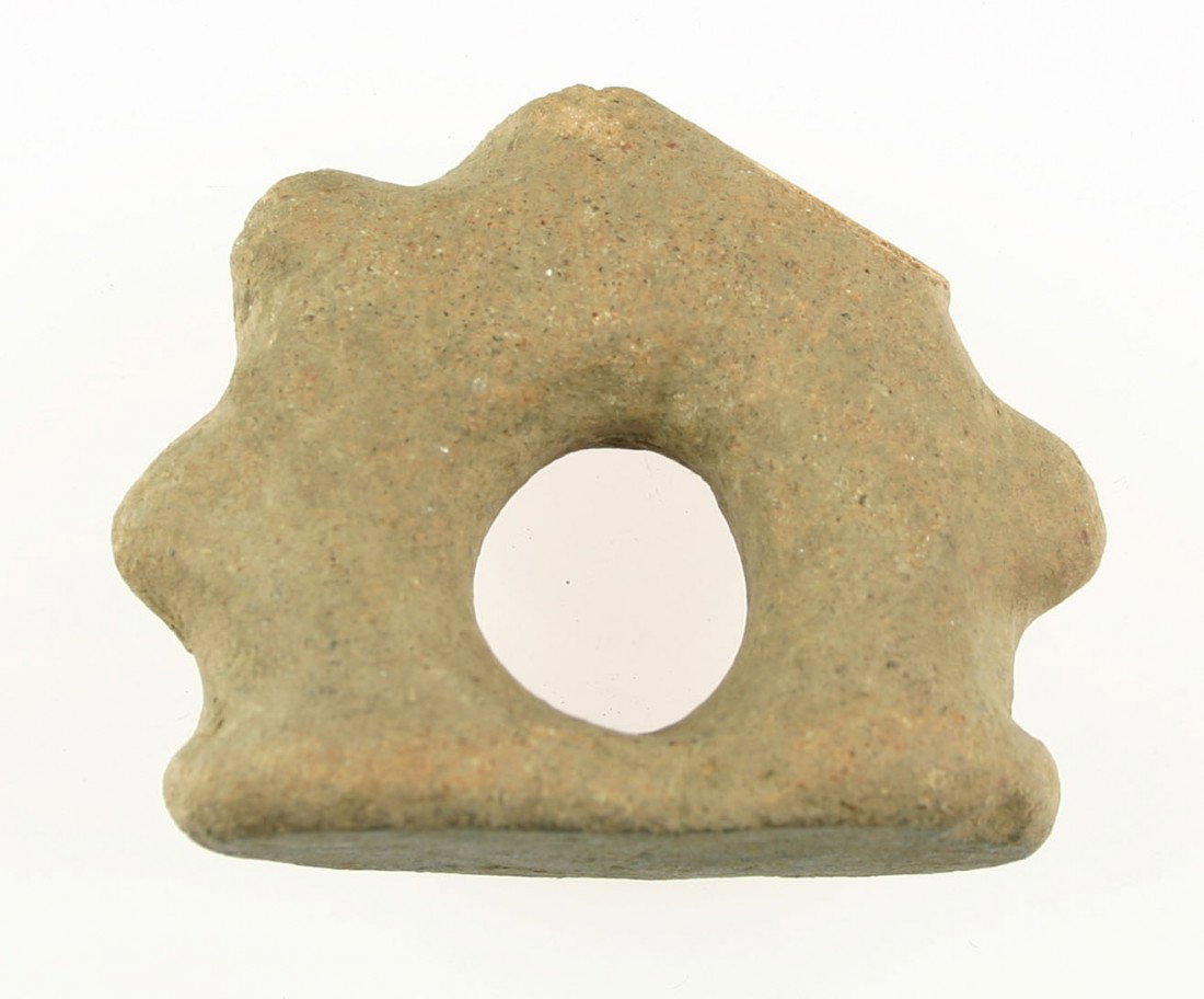 Unique Chavin Culture Effigy: Unique form resembles mace head but this one sits flat on the bottom. Made of sandstone. Dates to 500 B.C. in Peru. Ex- St. Clair. Grandfathered Collection.