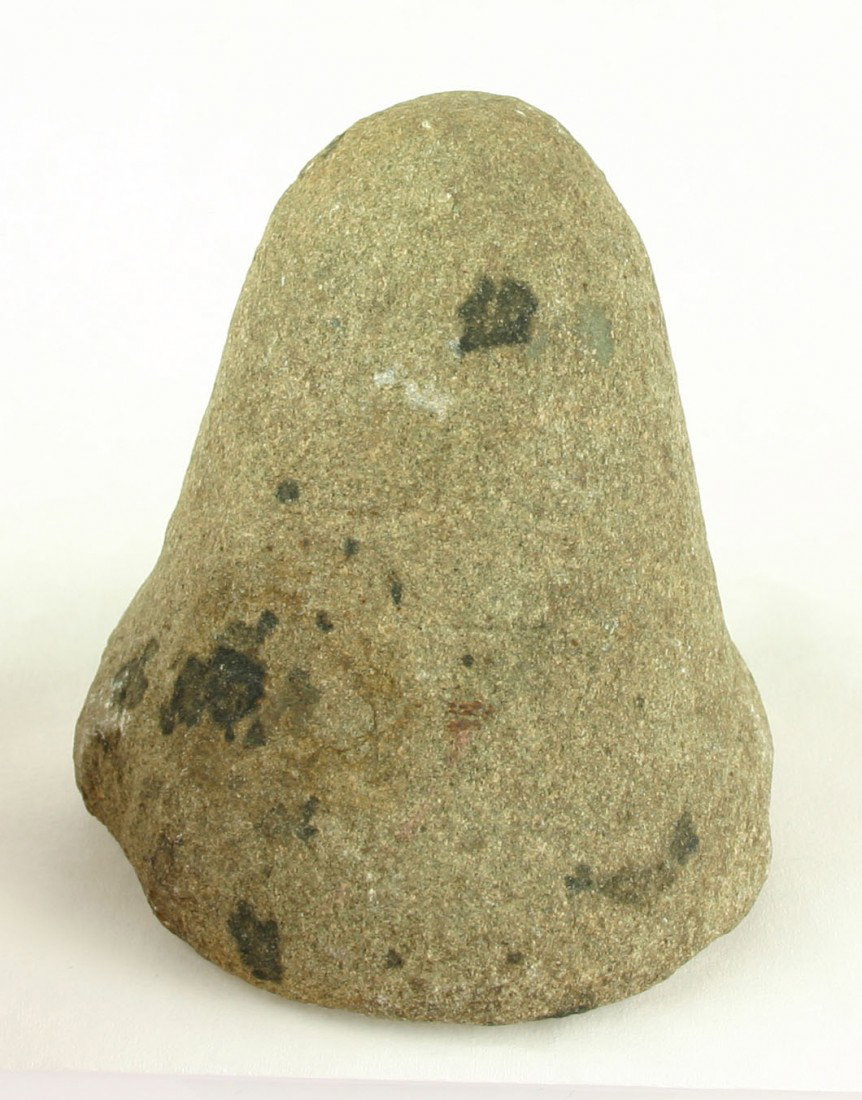 3 3/4" Bell Pestle: Nice example. Granite. Found in Fayette Co., Kentucky. Ex- Dr. Joe Daugherty Collection.