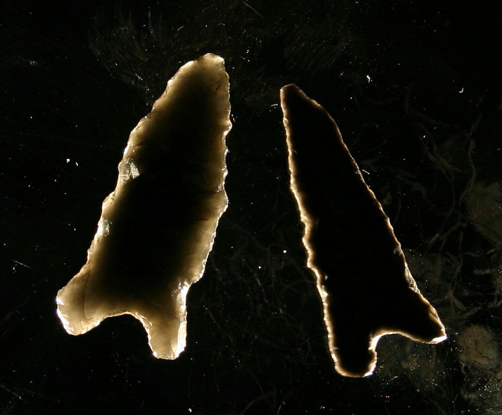 Great Pair of Obsidian Buchanans: Super examples. Both Jet Black Obsidian. Both found in Harney Co., Oregon. Both 1 3/8 inches long.