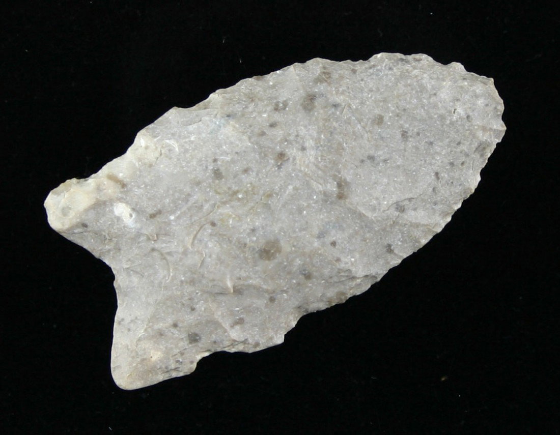 1 3/4" Allen: Old writing reads - 'Coryell Co., Texas. Found by Jesse Howard'. Pretty speckled chert.