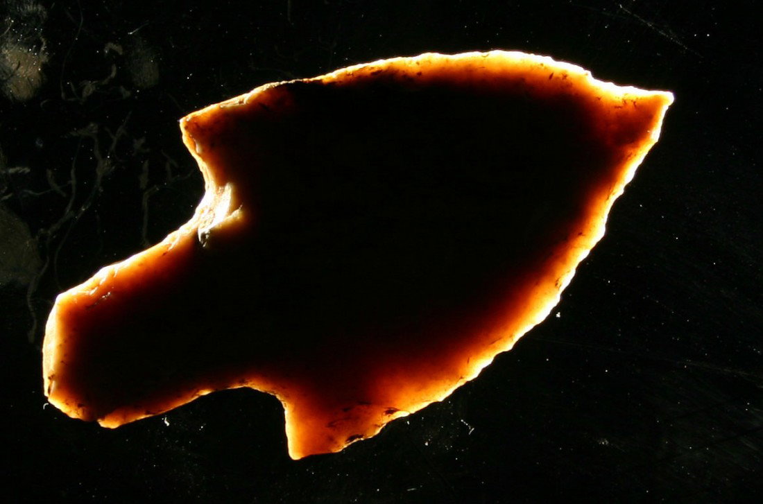 2 3/8" Adena: Exotic example with an extended needle tip made of Classic Carter Cave flint. Found in Bath Co., Kentucky.