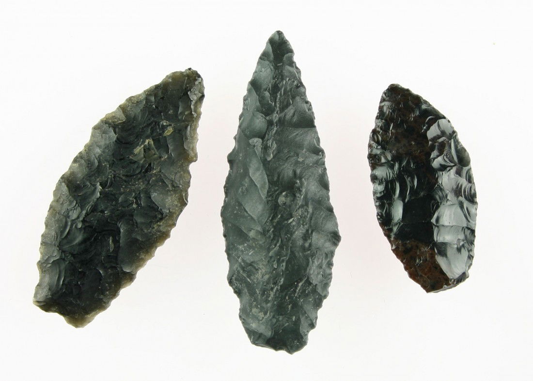 3 Obsidian Cascades: Biggest 2 1/4" All excellent. All from Oregon.