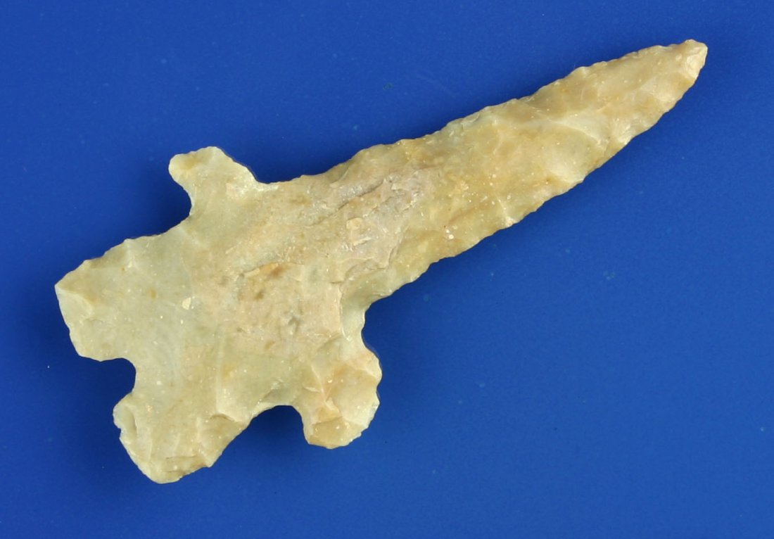 2 1/2" Montell Drill: Great 'Beaver-toothed' example from Travis Co., Texas. Made of Edwards Plateau Chert. Ex- Peterson and Butch Clark Collections.