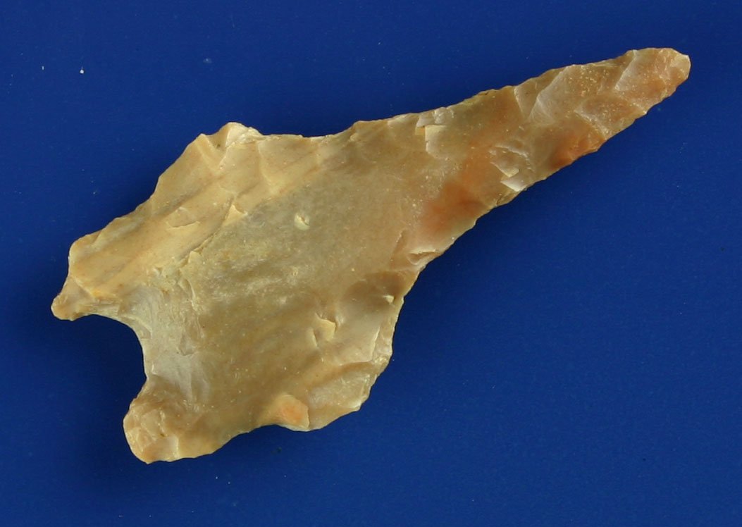 2" Wheeler Drill: Rare type. Pretty Carter Cave flint. Found in Fayette Co., Kentucky. Ex- Dr. Joe Daugherty Collection.