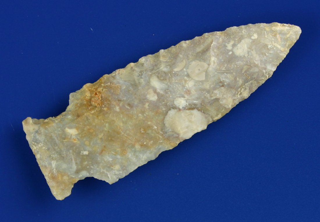 Outstanding 2 3/4" Bakers Creek: Classic Boyle Chert. Literally a perfect example. Thin with some nice translucency. Found in Fayette Co., Kentucky. Ex- Dr. Joe Daugherty Collection.