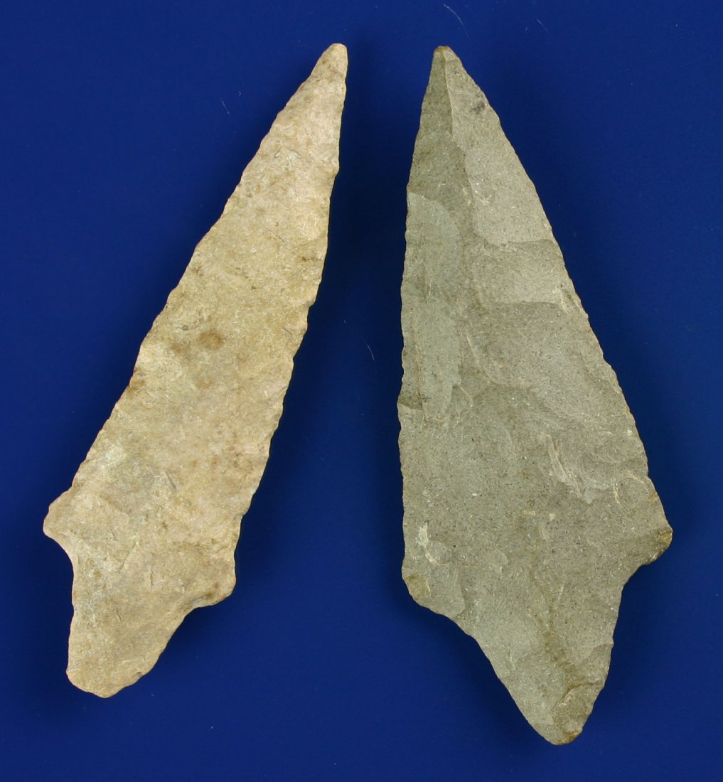 Pair of excellent Gary Points: Nice pair found by Homer Wooley in Kay Co., Oklahoma. Largest 3 5/16