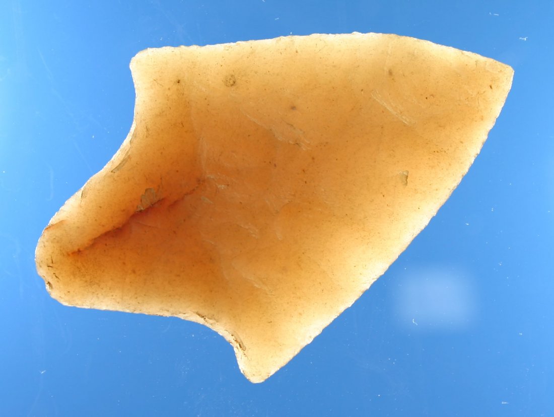 2 1/4" Translucent Novaculite Gary: Translucent, thin, and beautiful Rose colored Novaculite from Arkansas. Ex- Humphries and Harris Collections.