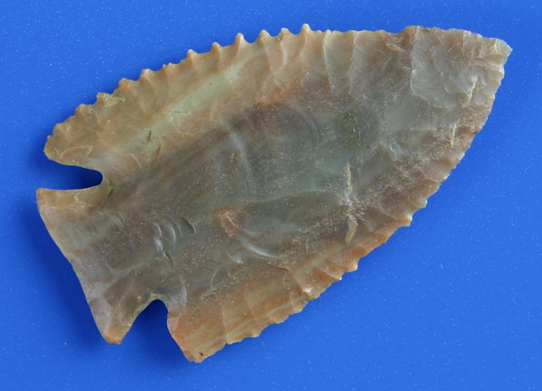055: 2 3/4" Lost Lake - Davis 'G-8' COA: Highly translucent very pretty tan and cream Carter Cave Flint. Found in Madison Co., Kentucky. Davis 'G-8' COA.