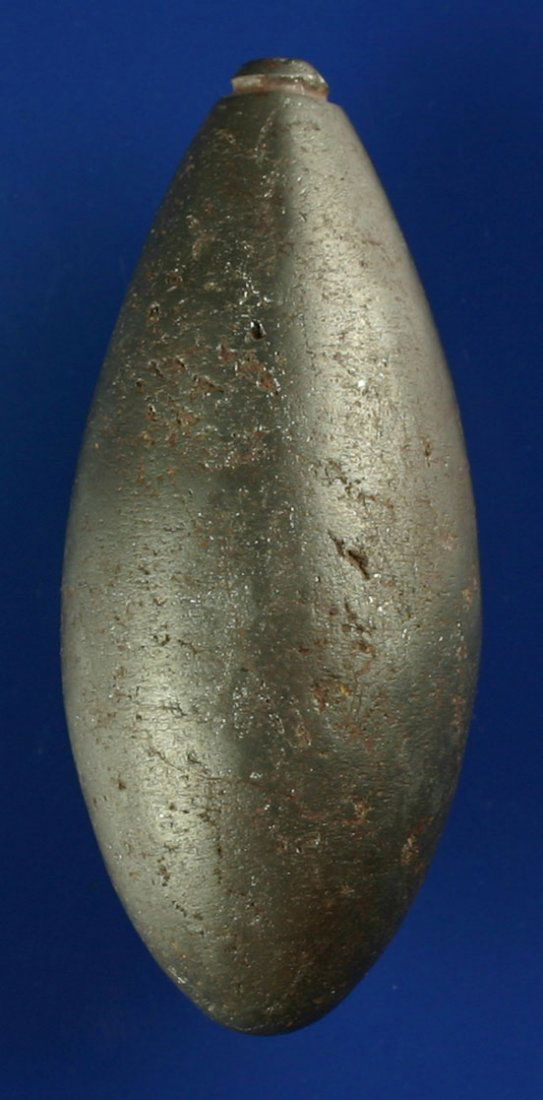 2 3/4" Hematite Plummet - Davis 'G-8' COA: Heavy well patinated hematite example. Looks literally perfect to us. Great symmetry and nice polish. Found in Greene Co., Illinois. Davis 'G-8' COA.