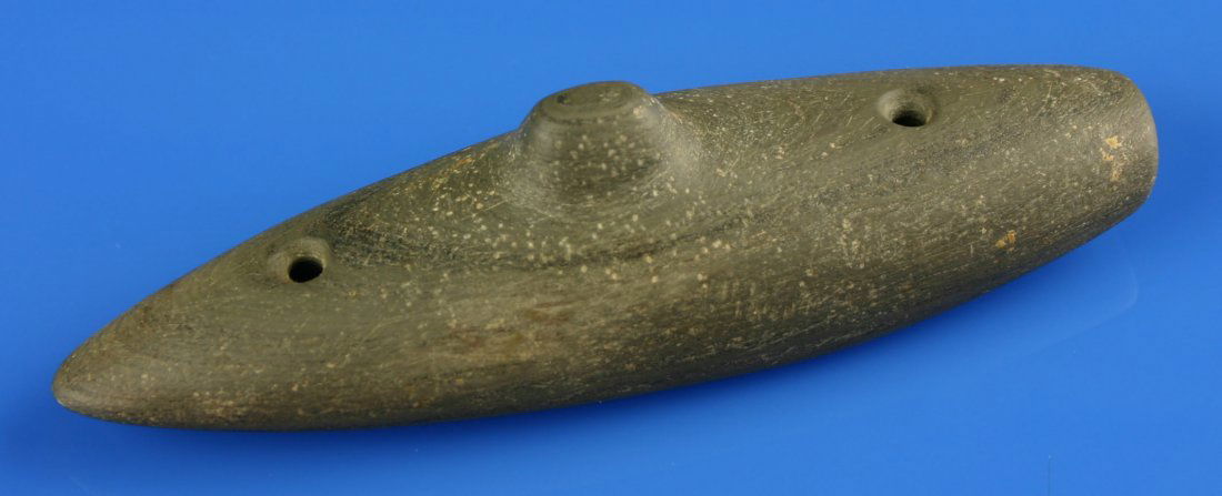 4 3/4" Spineback Gorget - Jackson COA: Green banded slate. Found in Mercer Co., Ohio. Jackson COA.