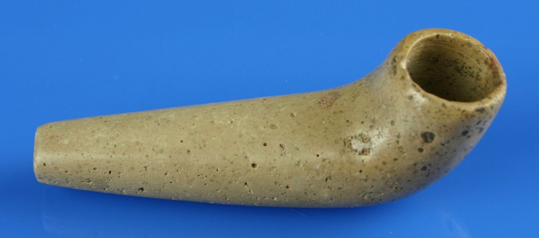 3 7/8" Hopewell Pipe: Ohio Pipestone piece with good polish from Southern Ohio.