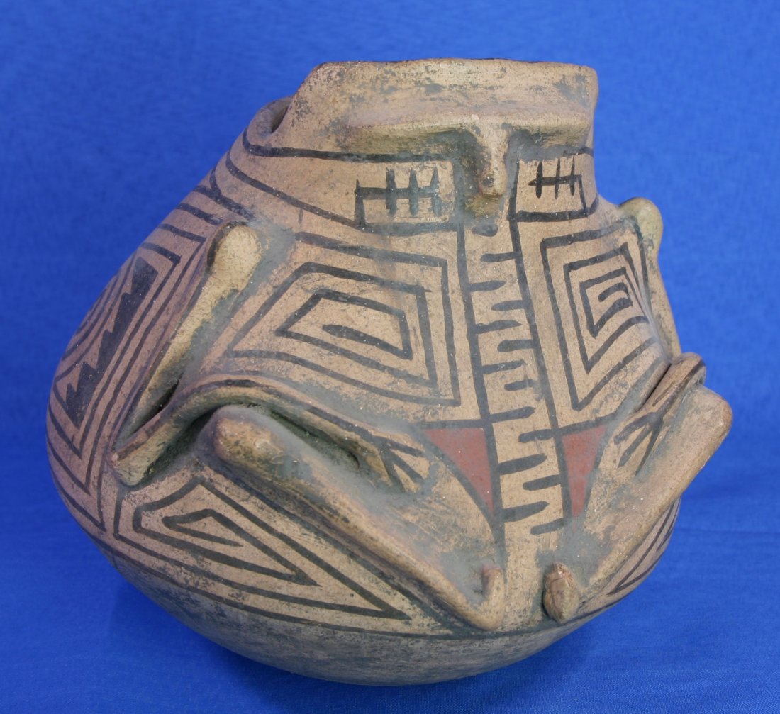 7 1/2" Casas Grande Seated Human Effigy Jar - Jack: Southeastern Arizona - Ex - Marty Jenson Collection. Nicely done form. Jackson COA