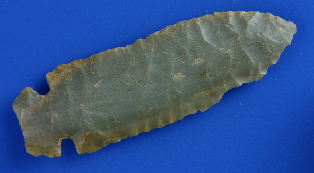 3 9/16" Big Sandy/Dovetail: Carter Cave Flint example from Grant Co., Kentucky. Given to Joe Daugherty by Noel Sherlock in 2/14/1959. Nice!