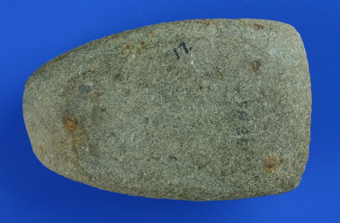 Perfect 4" Celt: Green and cream speckled granite with excellent overall form. From an old Ohio Collection.