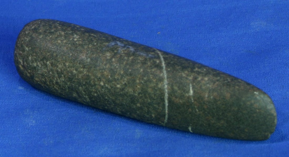 4 1/8" Chisel: Pretty green and cream speckled granite. Highly polished over its entirety. From an old Ohio Collection.