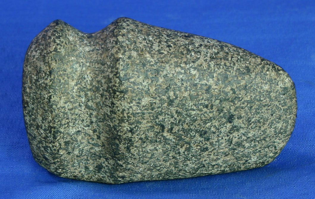Outstanding 3 5/8" 3/4 Groove Axe - Davis G-10 COA: Pretty light green and cream colored speckled granite. Axe is in virtually perfect condition with a nice bit, well defined ridges and poll, and nice overall polish. Illinois. Davis G-10 COA.