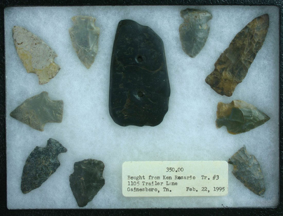 10 piece KY/TN Collection: Nice assortment of points from KY/TN formerly of the Puckett Collection. Includes a nice slate Gorget.