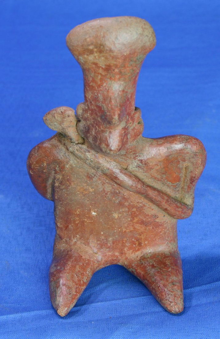 5 1/2" Nayarit Figurine - Jackson COA: Extra nice with pleasing subject and form. Mother holding a full bodied baby. Paint vibrant. Ones this nice not often seen available for sale anymore. Ex-Giron & Coughlin Collections. Nayarit, Mexico.