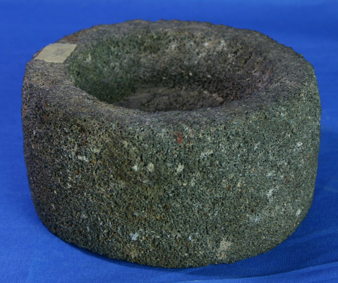 5" PreColumbian Mace Head: Basalt/Volcanic Ash example from Central America formerly of the Anderson Collection.