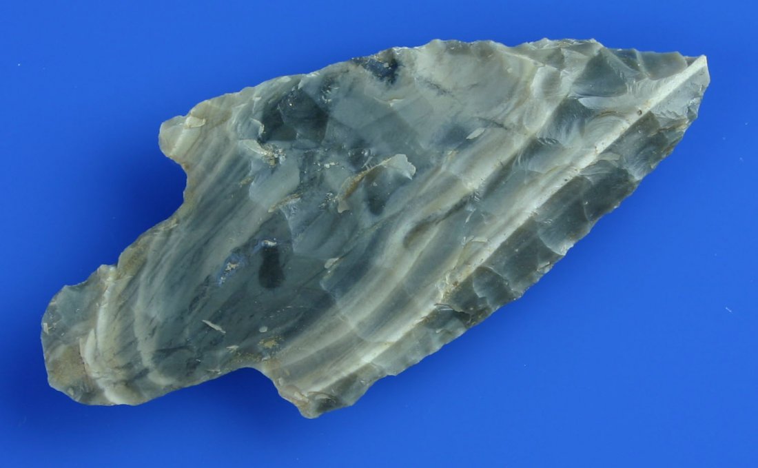 3 1/8" SUPER Adena: Incredibly pretty swirled/banded Hornstone example from White Co., Tennessee.