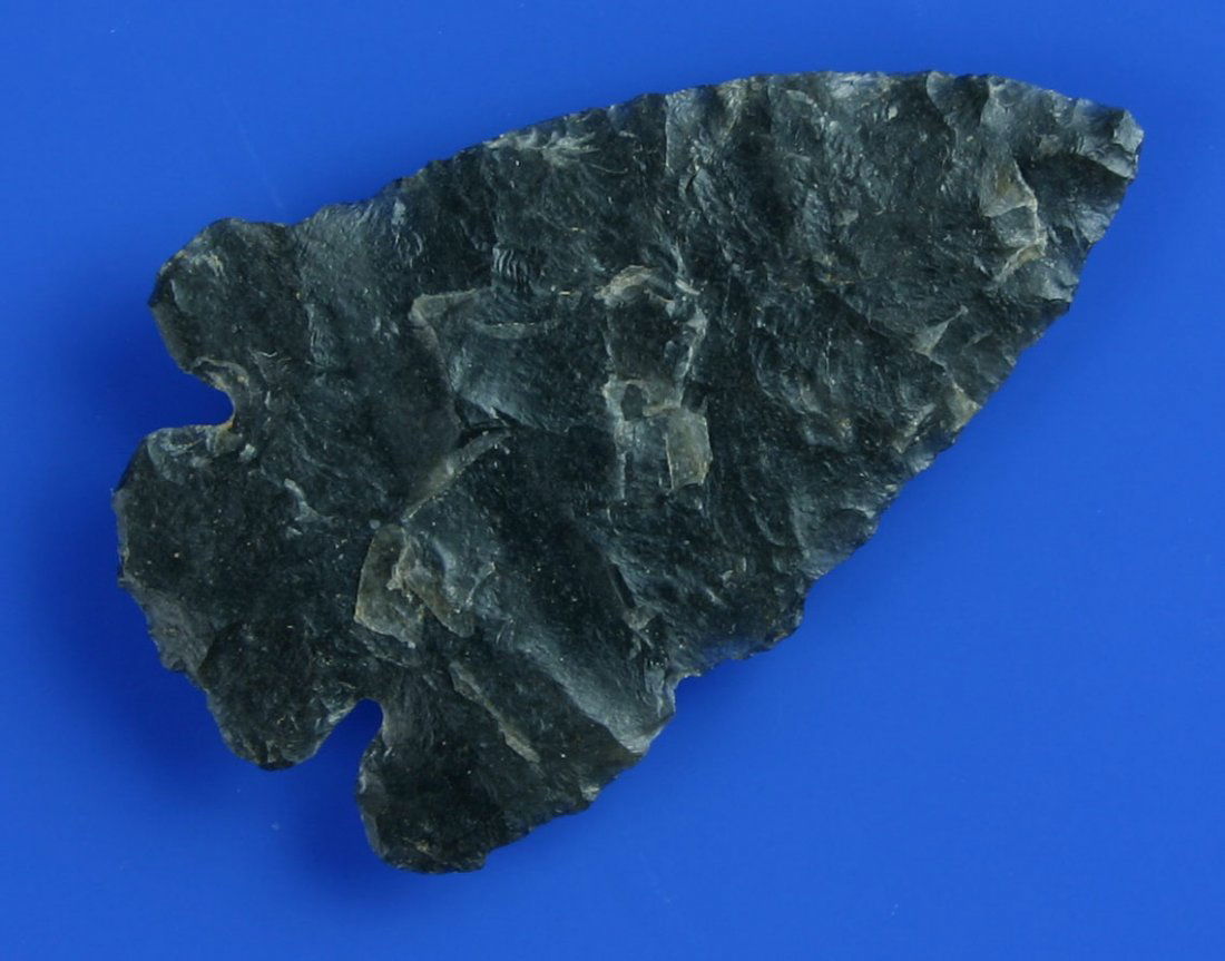 1 13/16" Quillomene Bar: Wafer Thin example in banded translucent obsidian. Found in the 1950's in Kittitas Co., Washington.