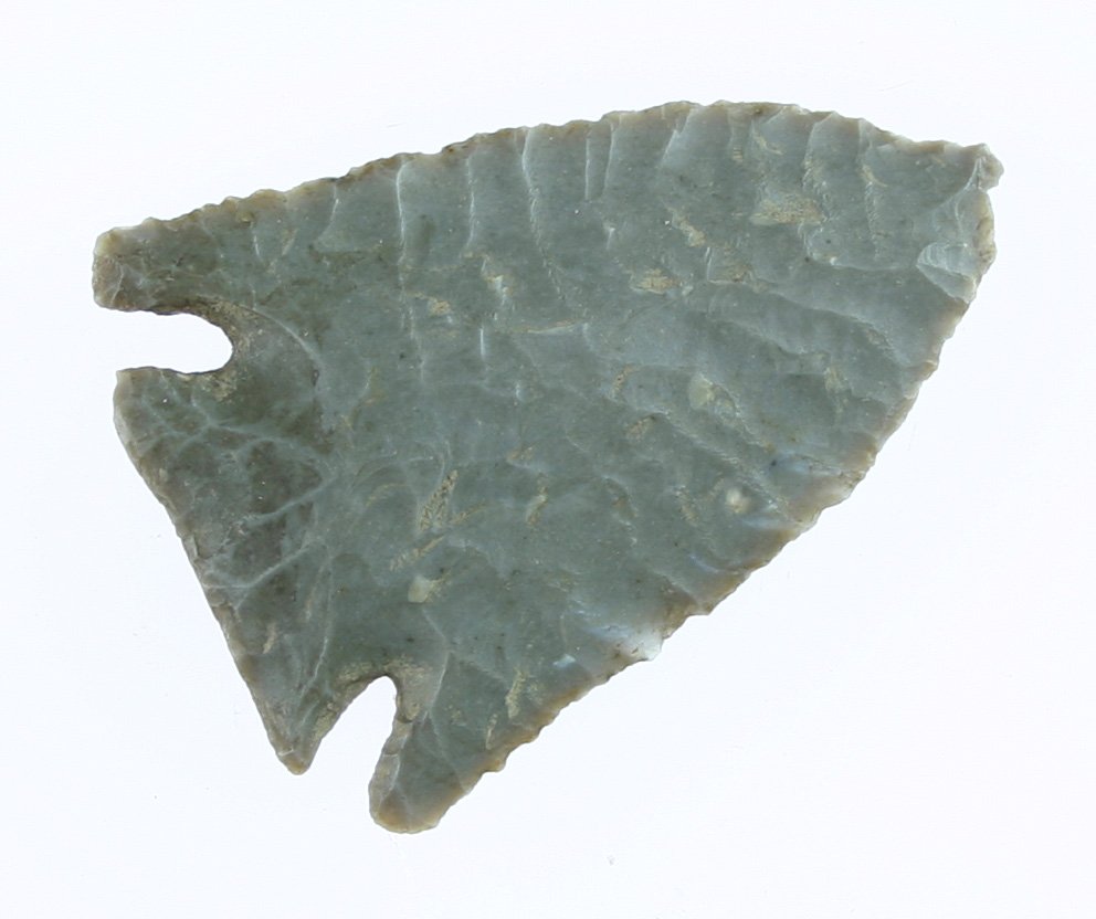 1 13/16" Pinetree - Jackson COA: Hornstone example found by John Miller in Clay Co., Indiana. Nicely flaked. Jackson COA.