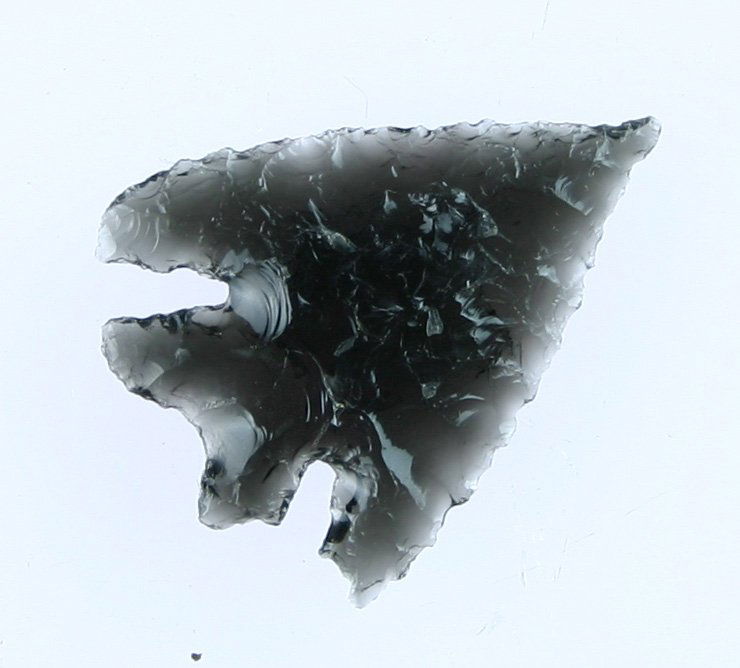 1 5/16" Elko Corner Notched: Obsidian example from Washoe Co., Nevada. Ex - Stinson