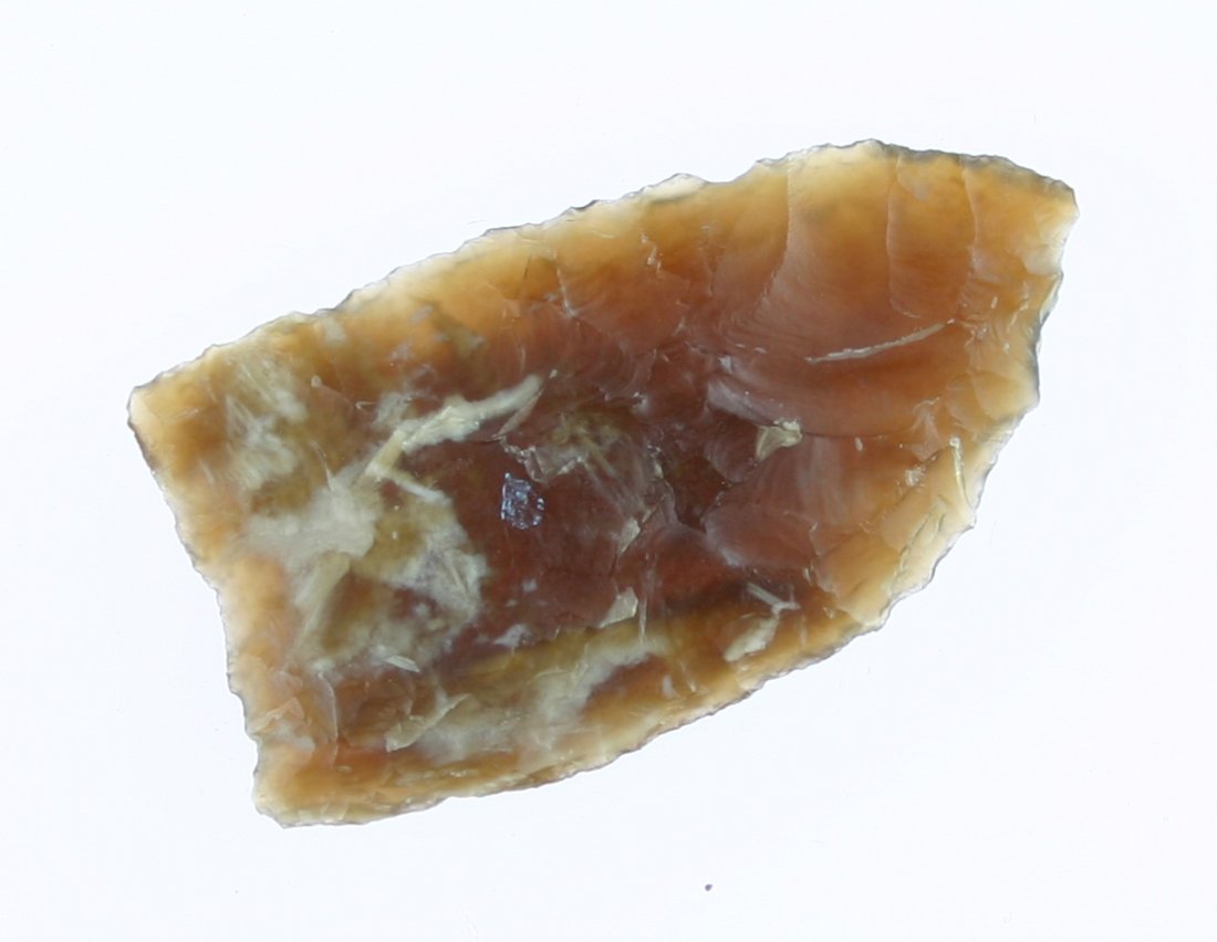 1 15/16" Clovis - Davis G-7 COA: Translucent Knife River flint example from North Dakota. Davis COA.