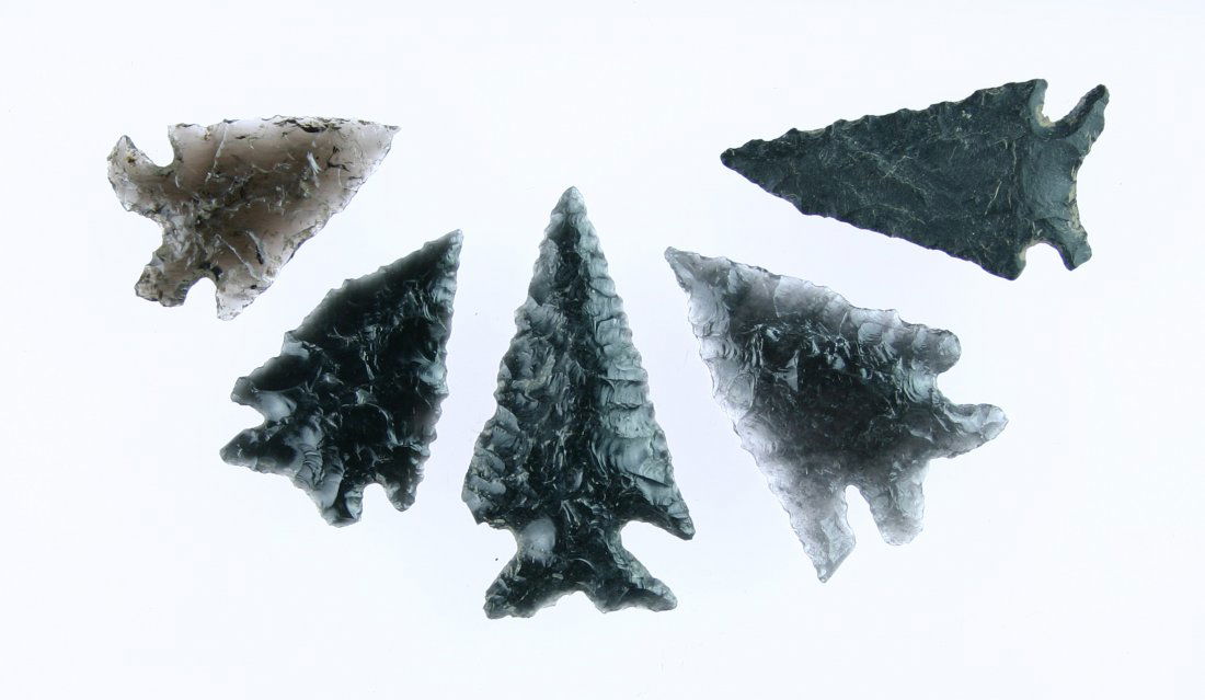 5 Super Elkos!: All from Washoe Co., Nevada in Obsidian. Great grouping for display. Ex - Stinson Collection.