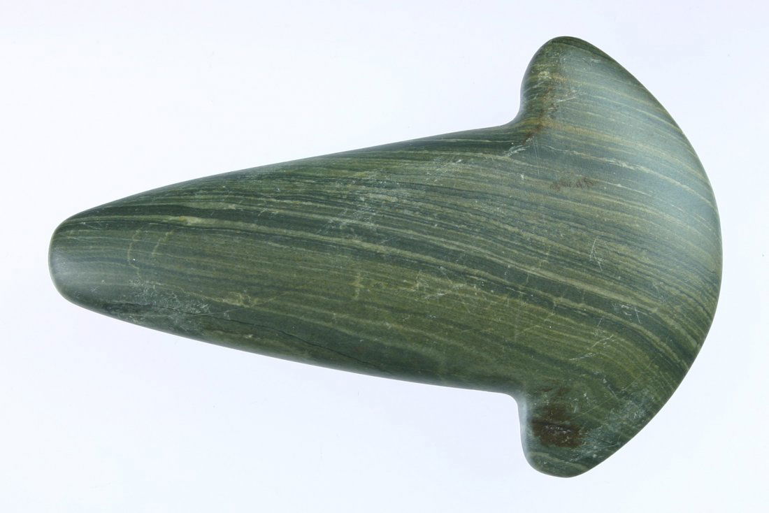 3 11/16" Anchor Pendant Preform: Ohio example with a lot of polish. Almost a spud! Green Banded Slate.