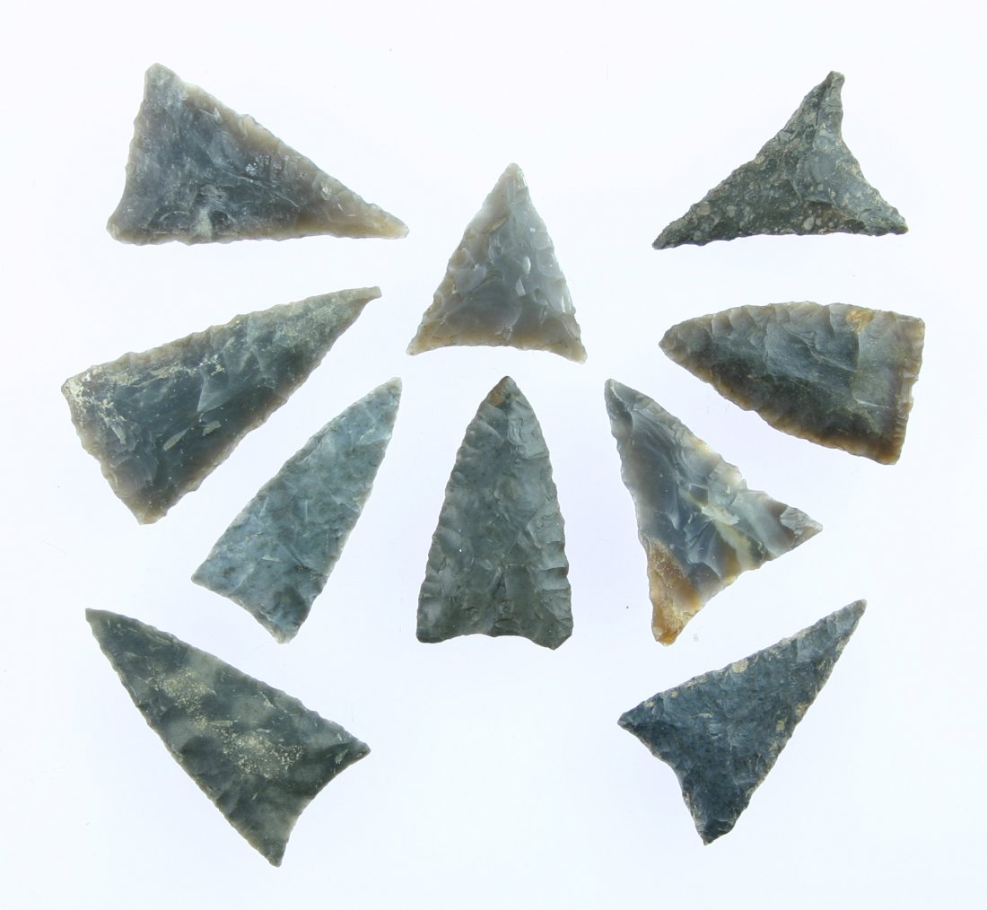 10 Super Ky Triangles: Incredible Sonora, Hornstone and Fossil chert examples from Kentucky formerly of the Carter Estate Collection. Great buy!