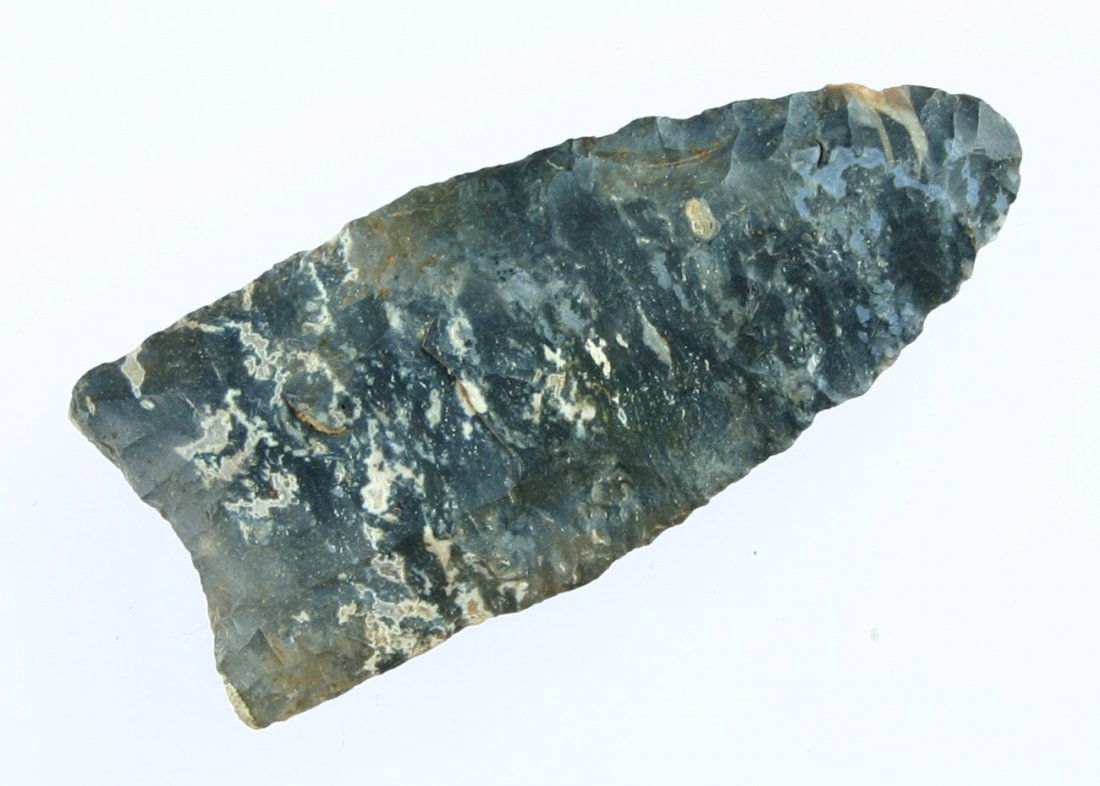 2 1/2" Clovis - Davis COA: Pretty blue, white, and gray Coshocton with great eye appeal. Found in Ohio. Davis COA.