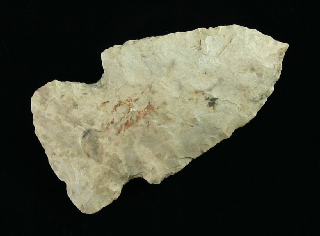1 15/16"Hopewell: Fort Payne Chert example from the Midwest. Nice mineralization. Ex - Gilbert Collection.
