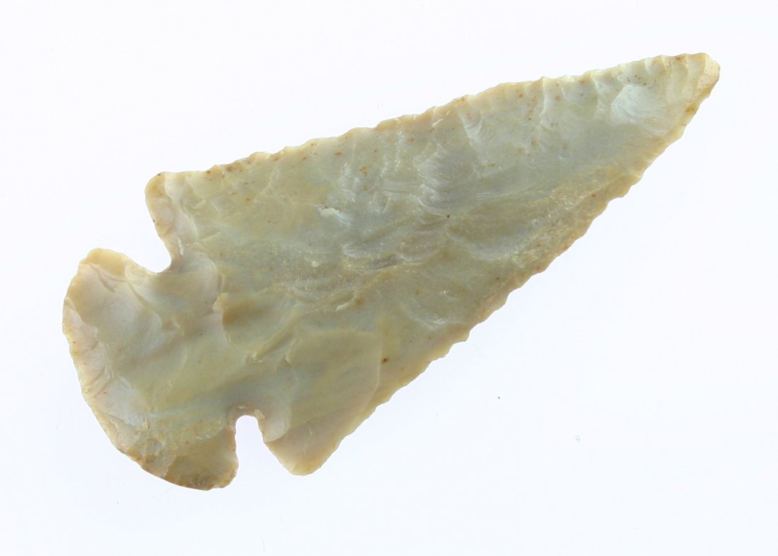 3" Dovetail - Jackson COA: Excellent symmetry and flaking. Made of nicely translucent high grade Carter Cave flint. Grayson Co., Kentucky. Jackson COA.