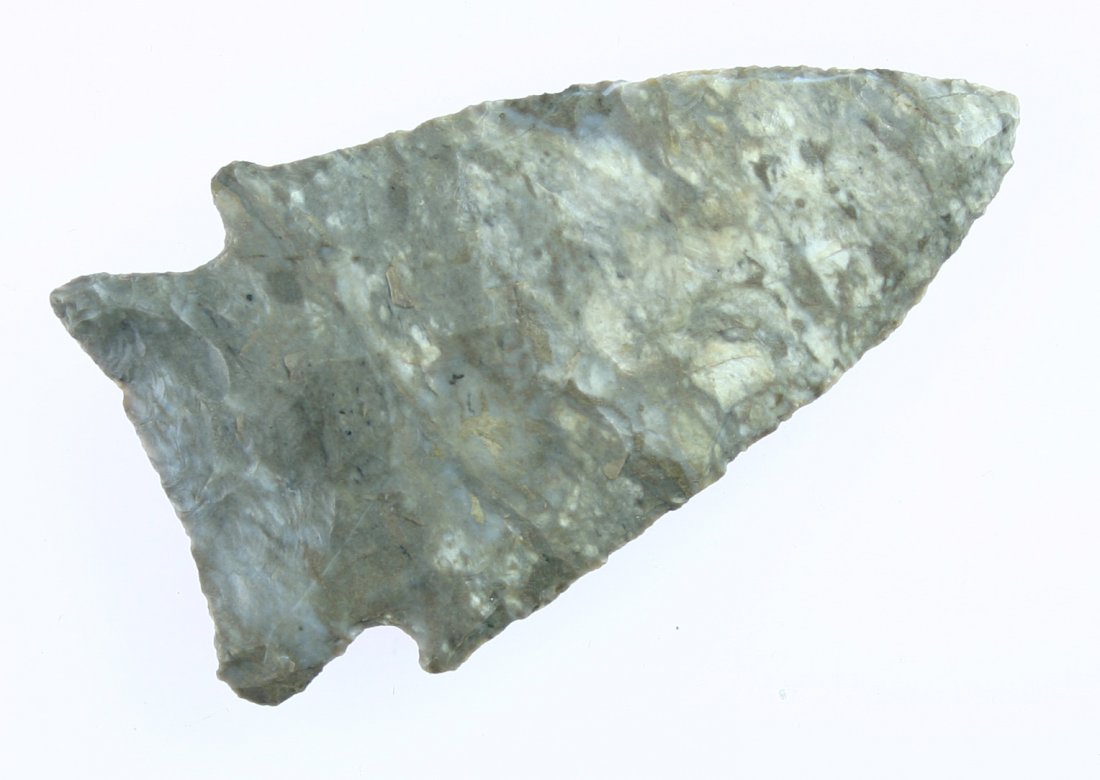 2 15/16" Johnson: Pitts Co., Oklahoma example in a mottled brown & cream Boone Chert.