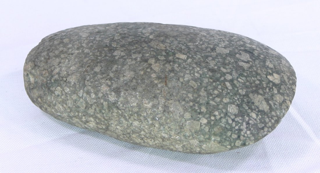 4" Porphyry Celt: Wonderful green and cream porphyry celt from Ohio. Don’t see many like this.