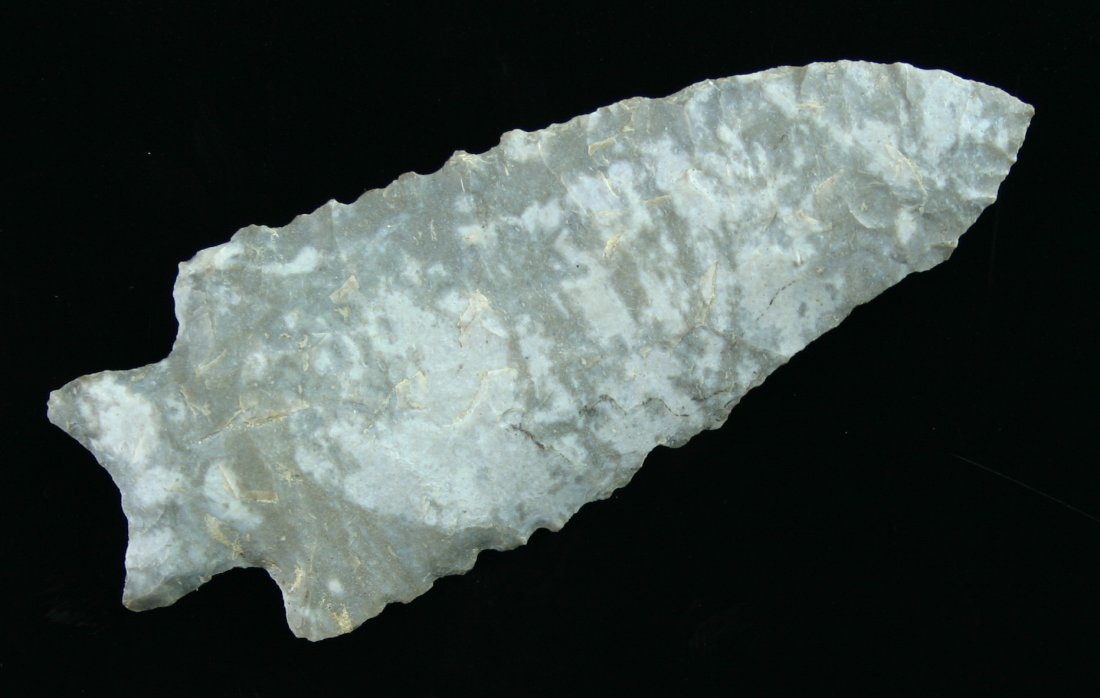 3 5/8" Kirk Serrated: Fort Payne Chert example from Lincoln Co., Kentucky. Ex - Carter Estate Collection