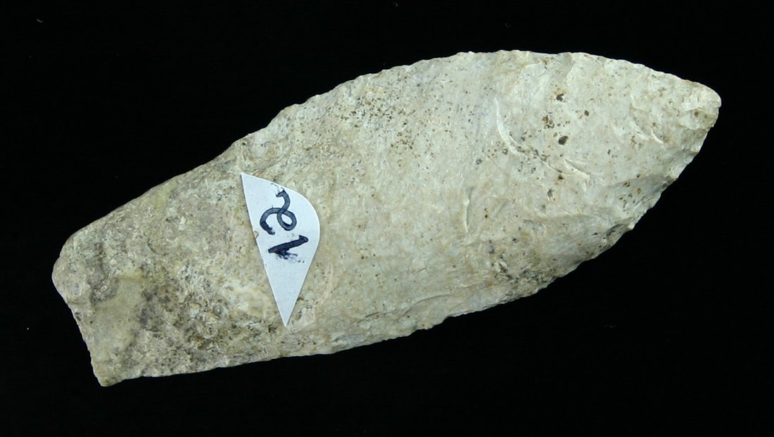 2 13/16" Agate Basin: Found by Karl Schug in Racine Co., Wisconsin. Pretty fossiliferous Prairie du Chien Chert.