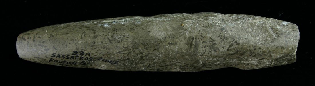 4 1/4" Flint Chisel: Superb Dover Flint example found at Sassafras Ridge in Fulton Co., Kentucky. Perfect nice sharp bit! Rare form.