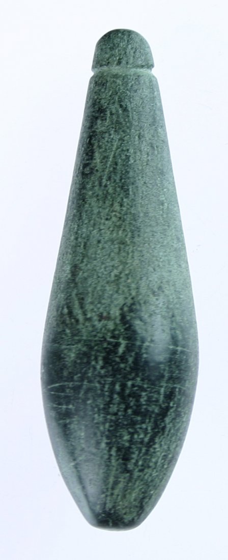2 3/4" Plummet: Steatite beauty from Greene Co., Tennessee formerly of the Jim Humphries Collection.