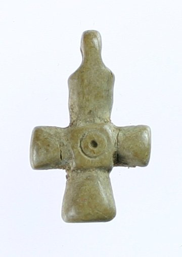 Extremely Rare 1" Bone 4-6th Cent. Byzantine Cross: Nice three-dimensional carved bone cross with great incising and detail. Perfect form. Excellent condition. Drilled for suspension. Could be worn. Very stable. Old Los Angeles Collection.