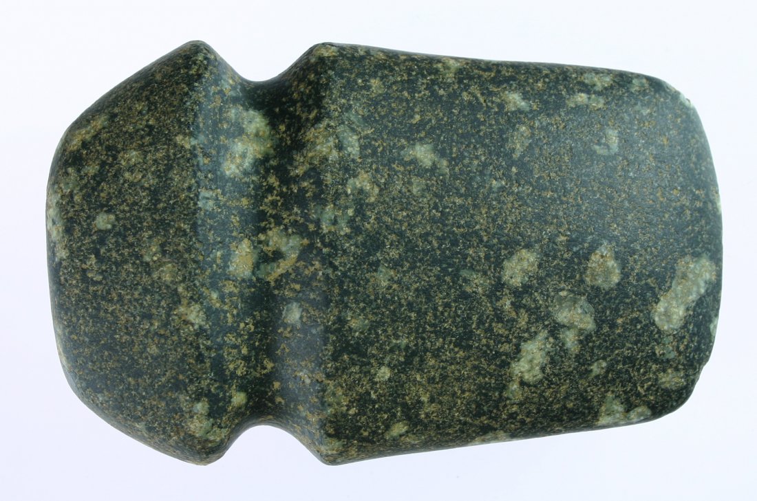 5 1/4" Full Groove Axe - Jackson COA: Illinois example in a pretty black with white Porphyry. Good polish and use wear at bit. Jackson COA.